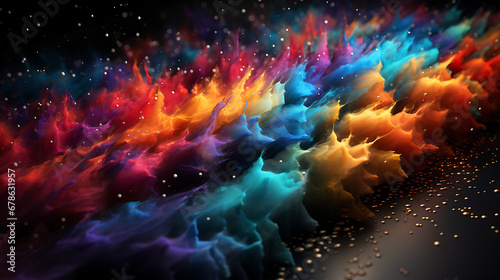 Multicolor sparkling glitters and colorful pigments explosion - conceptual illustration for creativity, magic idea and artistic inspiration