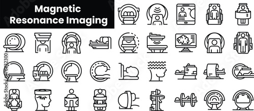 Set of outline magnetic resonance imaging icons