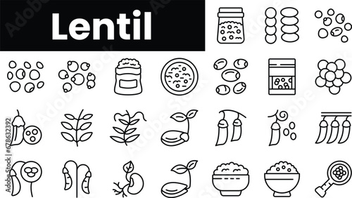 Set of outline lentil icons photo