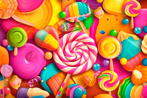 colorful sweets background, produced with ai, illustration, render