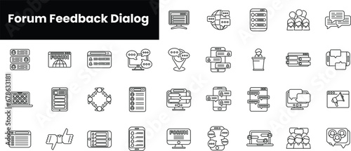 Set of outline forum feedback dialog icons