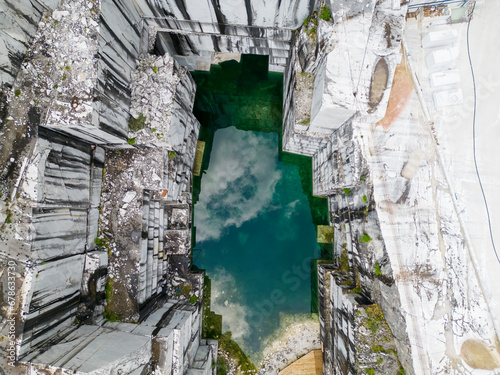 Lake of Valsora Massa Carrara Tuscany Italy aerial view