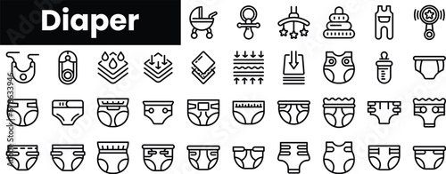 Set of outline diaper icons photo