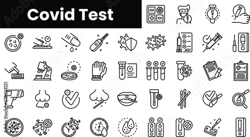 Set of outline covid test icons photo