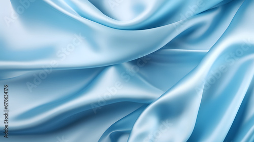 Silk fabric wallpaper texture natural pattern textile pattern background in shiny light bright blue color tone. Generative Ai.