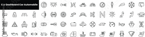 Set of outline car dashboard car automobile icons photo