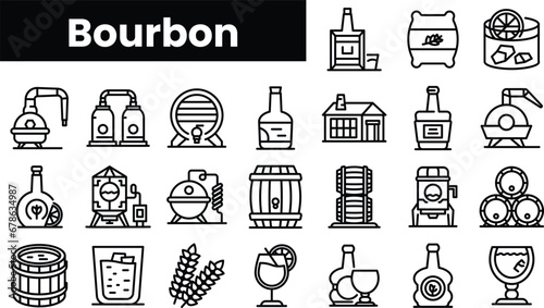 Set of outline bourbon icons