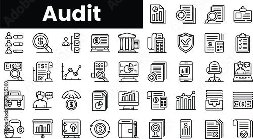Set of outline audit icons