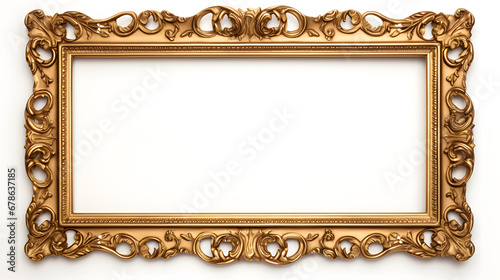 The antique gold frame on the white background. Generative Ai.