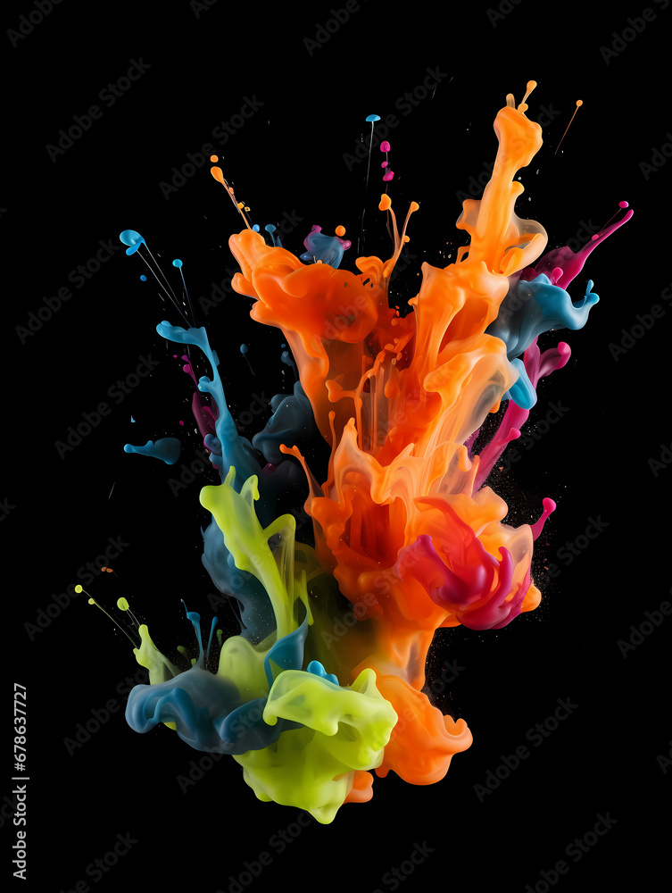 Fototapeta premium The liquid from a .drink can explode with colors. Generative AI. 