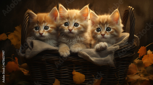 Three kitten in the basket © khan