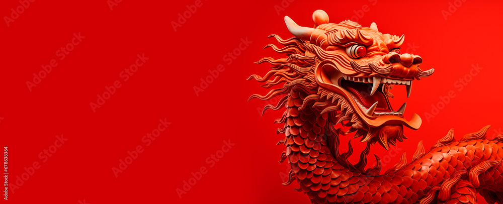 2024 Chinese new year, year of the dragon. Chinese new year poster, greeting cards design with Chinese zodiac dragon. Ai image - obrazy, fototapety, plakaty 