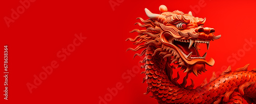 2024 Chinese new year, year of the dragon. Chinese new year poster, greeting cards design with Chinese zodiac dragon. Ai image