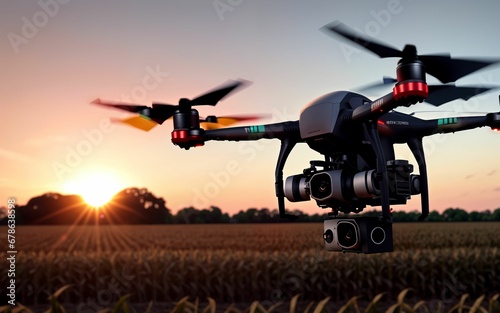 Precision Agriculture Drones Revolutionizing Farming at Sunrise ai generated