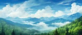 background the summer sky painted a mesmerizing blend of green and blue showcasing the breathtaking beauty of nature as I embarked on a travel adventure through the enchanting landscape of 
