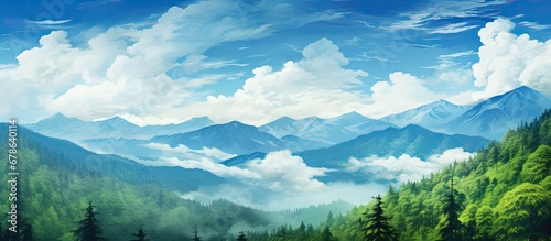 background the summer sky painted a mesmerizing blend of green and blue showcasing the breathtaking beauty of nature as I embarked on a travel adventure through the enchanting landscape of 