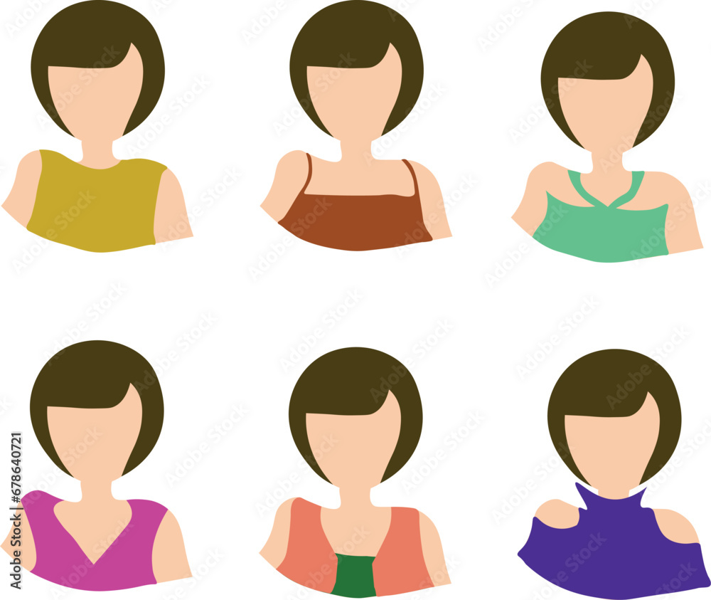 Hand drawn women in different clothings on a white background Hand drawn women in different clothings on a white background