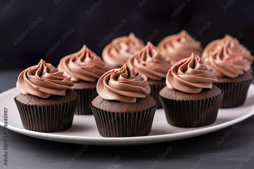 chocolate cupcakes decorated with exquisite ingredients