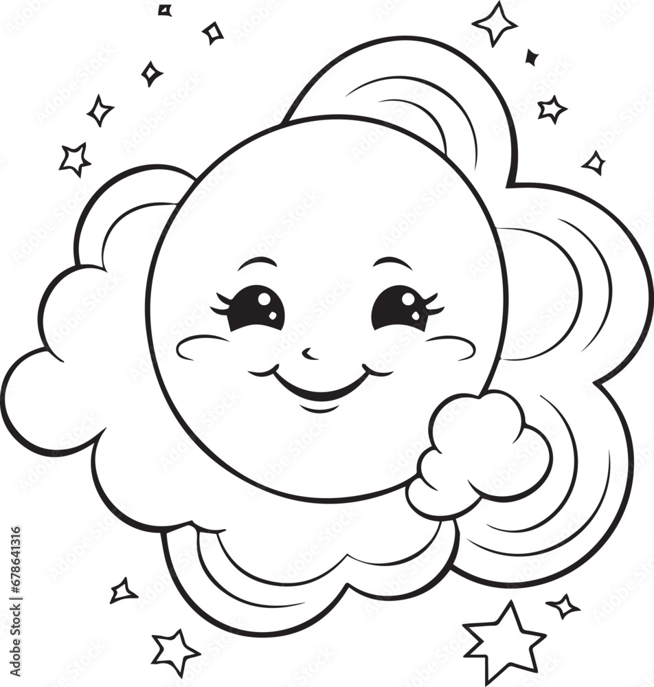 Cute and happy smiling moon cartoon kawaii vector illustration graphic design Cute and happy smiling moon cartoon kawaii vector illustration graphic design