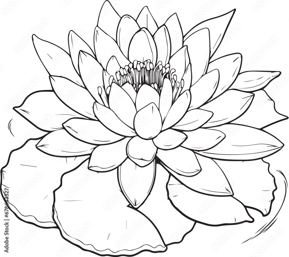 Hand drawn lotus flower. black and white vector. Hand drawn lotus flower. black and white vector.