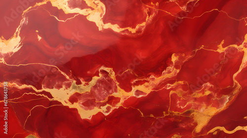 Very beautiful red marble pattern. Abstract art wallpaper. Art and Gold background. Generative Ai.