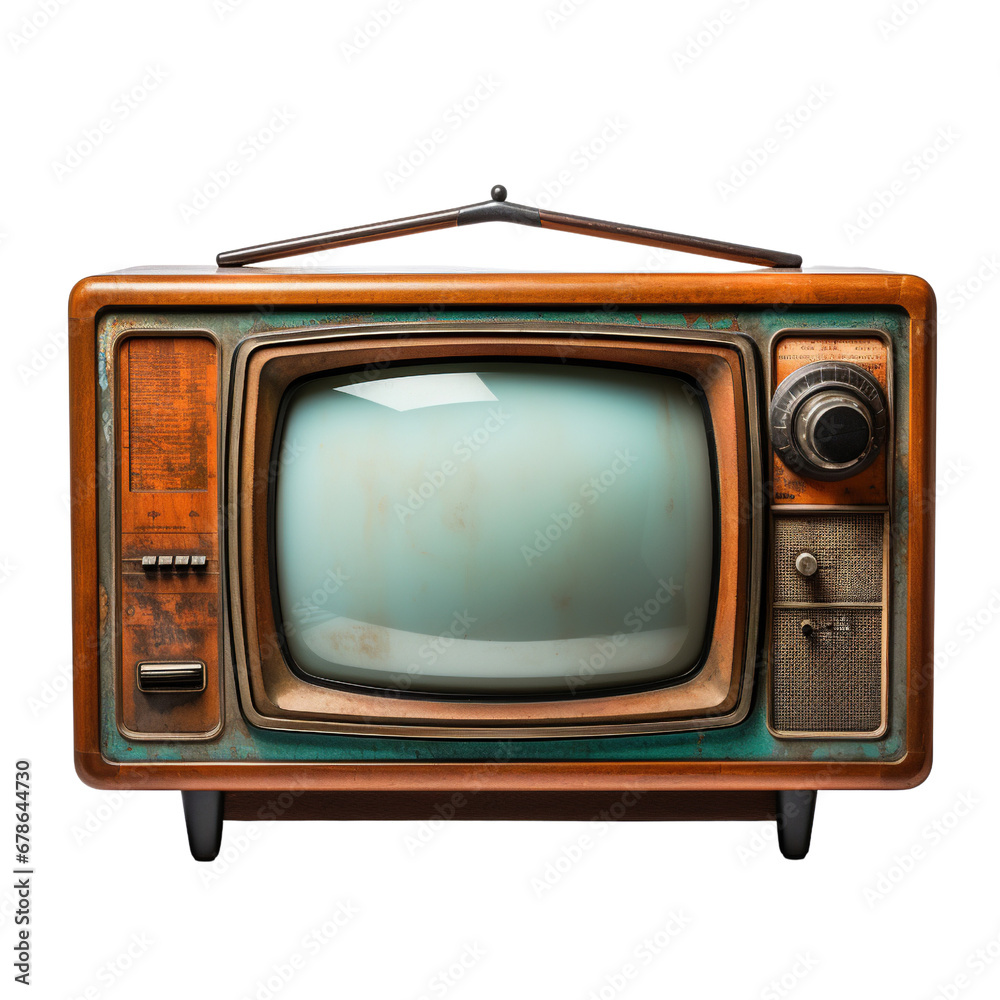 Old vintage television isolated on a white background