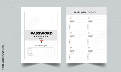 Password Logbook Plan Tracker. Set of Password Book Journal. Password Tracker Template with cover page layout 