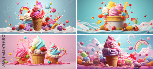 birthday party milk ice fun pastry dairy snack cream strawberry cupcake illustration ice cream 