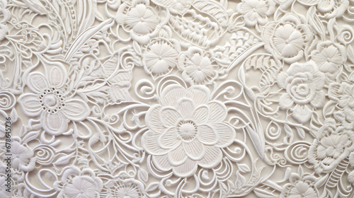 White embroidered fabric. Generative Ai. © tfk