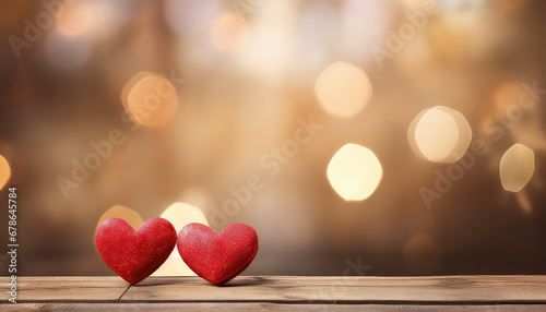 Red heart on beautiful blurred background, valentine's day concept