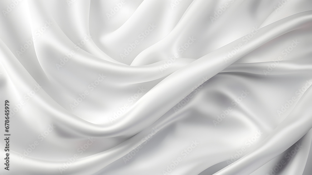 White gray satin texture that is white silver fabric silk panorama background with beautiful soft blur pattern natural. Generative Ai. - obrazy, fototapety, plakaty 