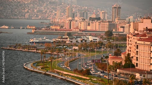 beautiful evening sky over Izmir, Turkey on the Mediterranean Sea