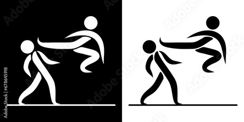 Pictogrammes représentant un combat d’art martial, une des disciplines des compétitions sportives de Taekwondo.