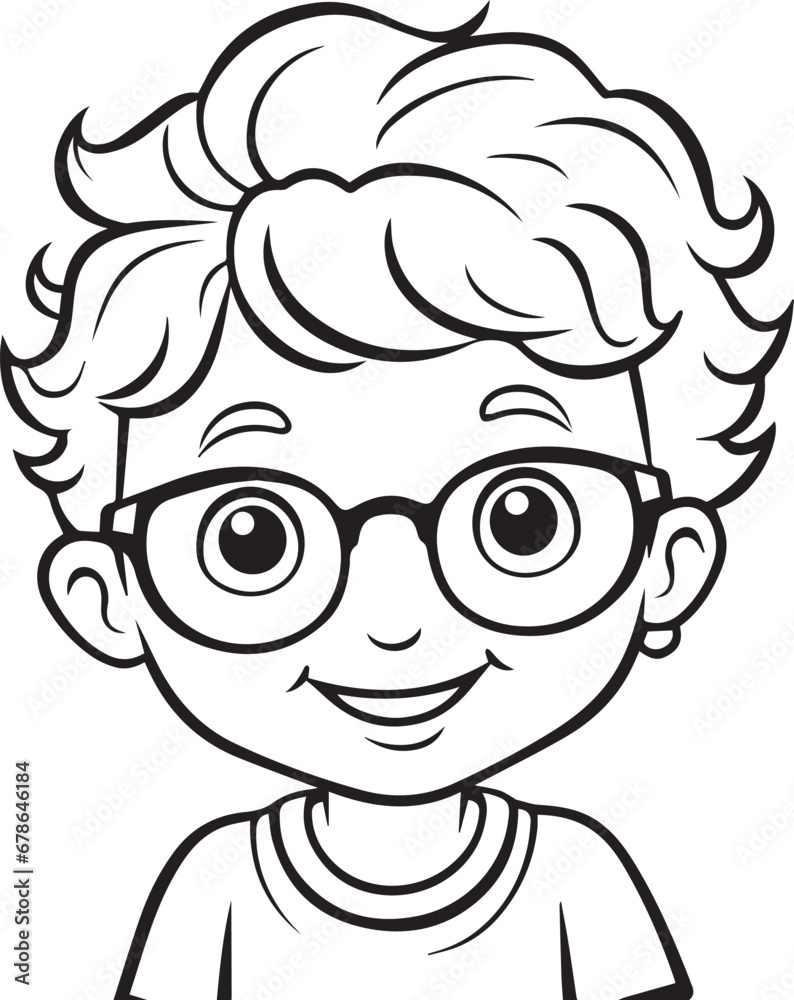 Black and white happy boy cartoon character Black and white happy boy cartoon character