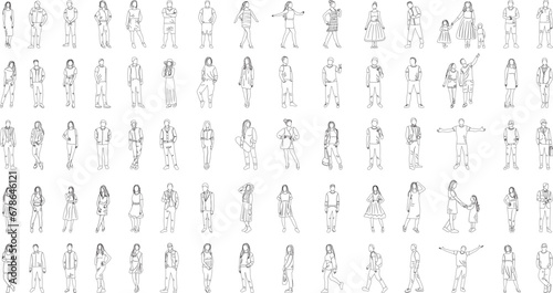 set of people sketch on white background vector