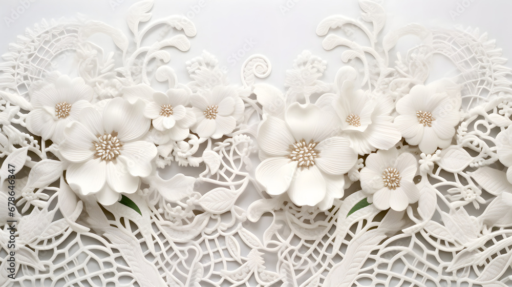White lacework background. Generative Ai. White lacework background. Generative Ai.