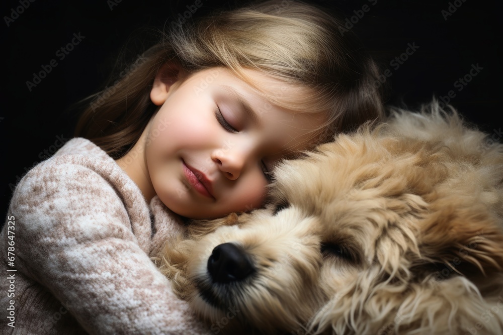 A little girl sleeping in the arms of a huge teddy bear. A little girl sleeping in the arms of a huge teddy bear.