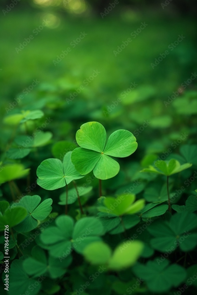 Green clover leaves on a blurred background. Shallow depth of field. Green clover leaves on a blurred background. Shallow depth of field.