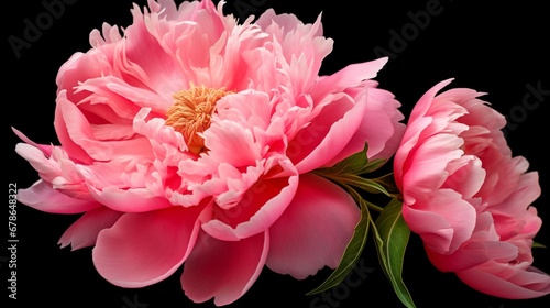 A pink peony in full bloom, its lush and abundant petals resembling a fragrant, luxurious cushion.