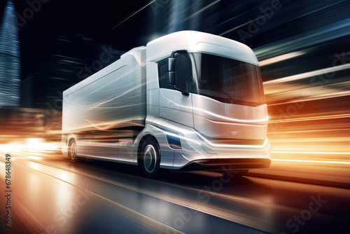 Electric Truck Concept Captured In Motion Blur Illustration