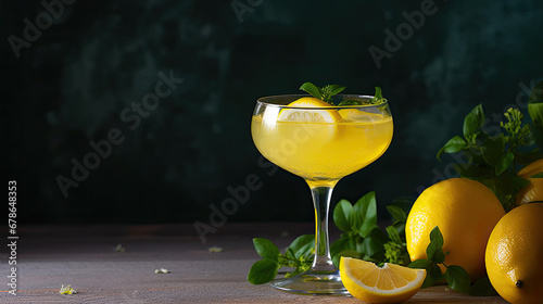 cocktail with lemon and lime, Limoncello cocktail,  fresh summer drink
