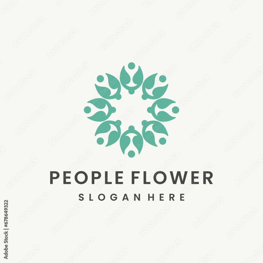 People flowers logo template vector illustration design