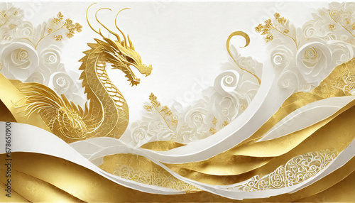 Gold dragon on a white background
