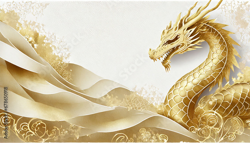 Gold dragon on a white background
