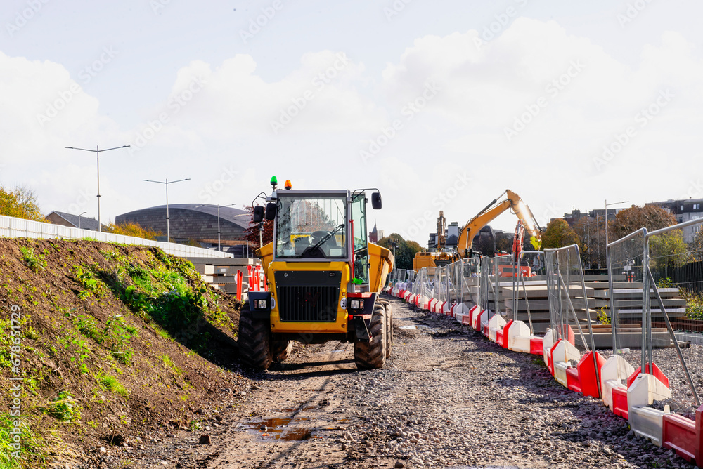 construction of railway tracks in the UK in autumn construction of railway tracks in the UK in autumn