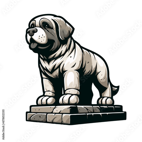 Vector Illustrated St Bernard Dog Stone Statue