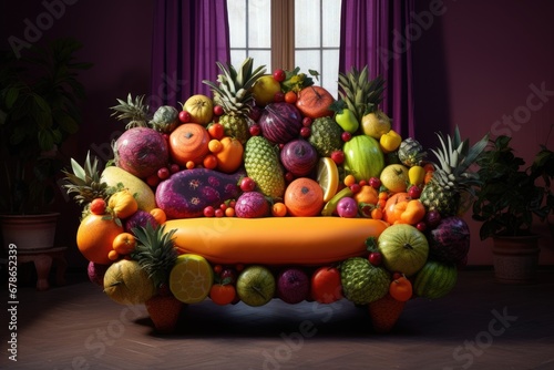Fruits inspiration modern concept home Interior design. 3d rendering. Ai generative