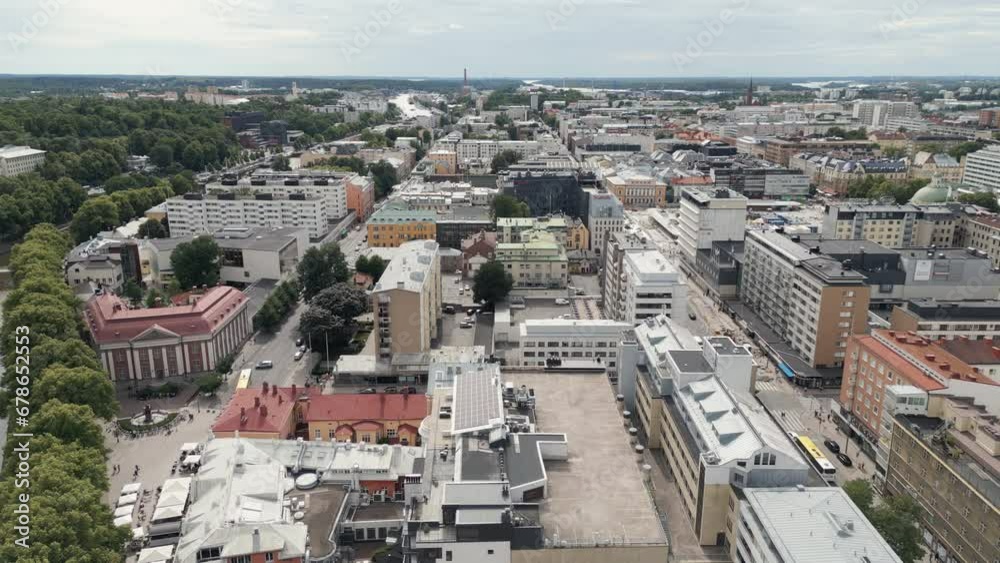 Establishing aerial video of Turku, one of the largest cities in Finland Establishing aerial video of Turku, one of the largest cities in Finland