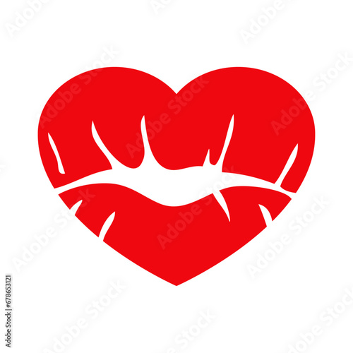 Logo con silueta de labios de mujer con forma de corazón para su uso en invitaciones y tarjetas de San Valentín