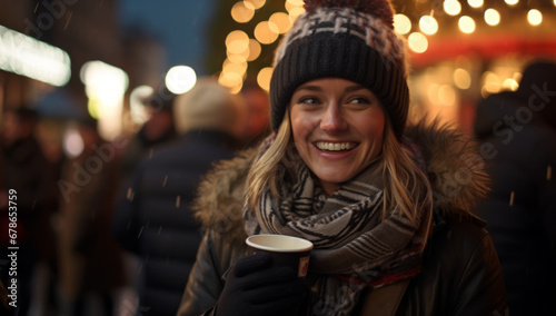 Winter Warmth: A Cozy Woman With a Hot Coffee Cup